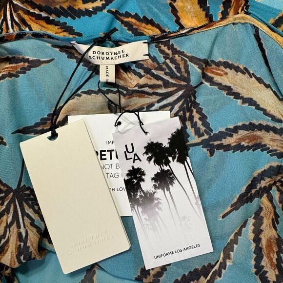 NWT Dorothee Schumacher Translucent Leaves Tank Top Turquoise Orange Size 4 - Picture 3 of 5